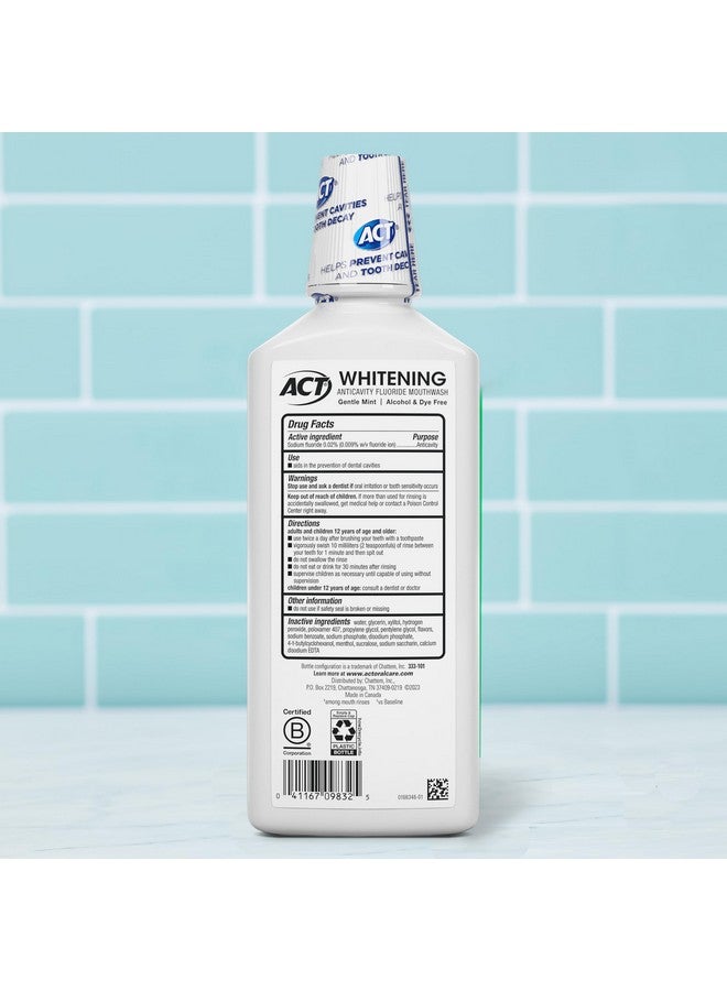 ACT Whitening + Anticavity Fluoride Mouthwash 16.9 Fl. Oz. With Zero Alcohol, Dye Free, Gentle Mint - Image 2