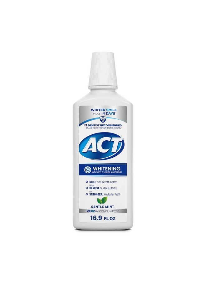 ACT Whitening + Anticavity Fluoride Mouthwash 16.9 Fl. Oz. With Zero Alcohol, Dye Free, Gentle Mint - Image 1