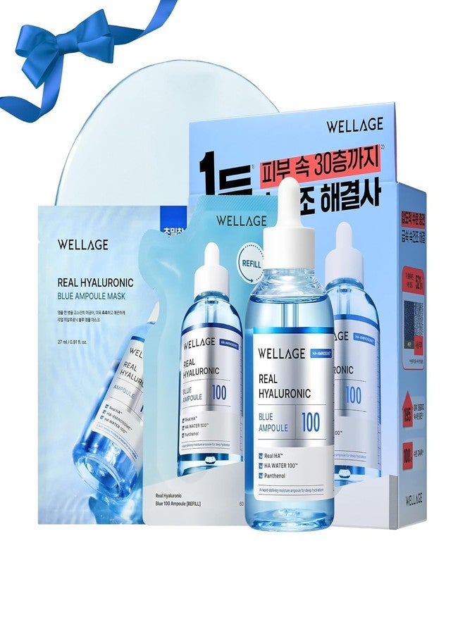 WELLAGE Real Hyaluronic Blue Ampoule 100 ([2nd Gen]3.38+2.02 Fl Oz) - Image 1