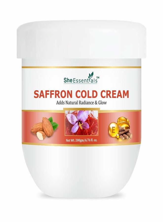 She Essentials Saffron Cold Cream for Nourishing & Glowing Skin | Non Greasy Herbal Winter Cream to Soothe Dry & Dull Skin, Reduces Fine Lines & Dark Spots | Suitable for All Skin Types - 200gm