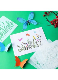 Marspark 20 Pieces Wildflower Stencils For Painting Template Flower Stencils Wall Stencils Reusable Spring Stencils Pet Diy Drawing Templates Stencils For Painting On Wood Wall Home Decor (Rectangular Style)  - Image 4