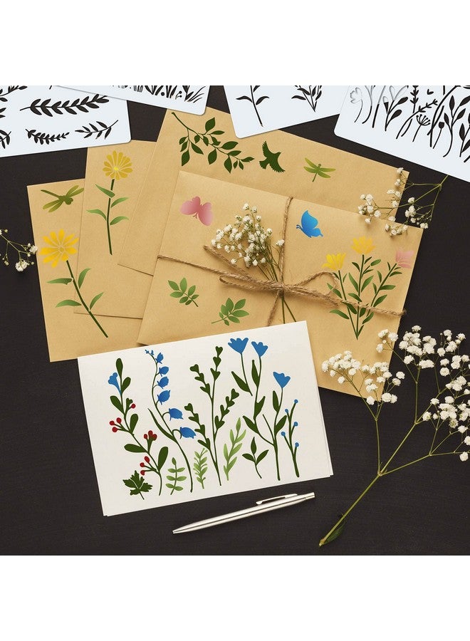 Marspark 20 Pieces Wildflower Stencils For Painting Template Flower Stencils Wall Stencils Reusable Spring Stencils Pet Diy Drawing Templates Stencils For Painting On Wood Wall Home Decor (Rectangular Style) - Image 5