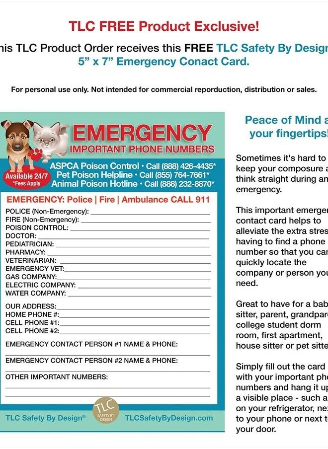 TLC Safety By Design - My Dog is Home Alone Pet Alert Emergency ICE ID Plastic Wallet Card and Keytag with Emergency Contact Call Card (Qty. 1) - Image 1