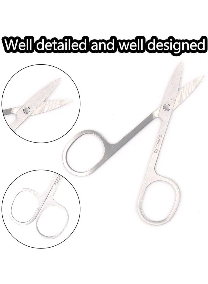 مقص حلاقة احترافي من الفولاذ المقاوم للصدأ، مقص آمن ذو طرف دائري لشعر الأنف والحواجب، مناسب لشعر الوجه واللحية والشارب والرموش، مقص تجميل متين بجودة صالونات التجميل للرجال والنساء - Image 3