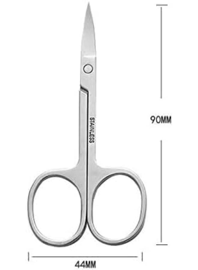 مقص حلاقة احترافي من الفولاذ المقاوم للصدأ، مقص آمن ذو طرف دائري لشعر الأنف والحواجب، مناسب لشعر الوجه واللحية والشارب والرموش، مقص تجميل متين بجودة صالونات التجميل للرجال والنساء - Image 2