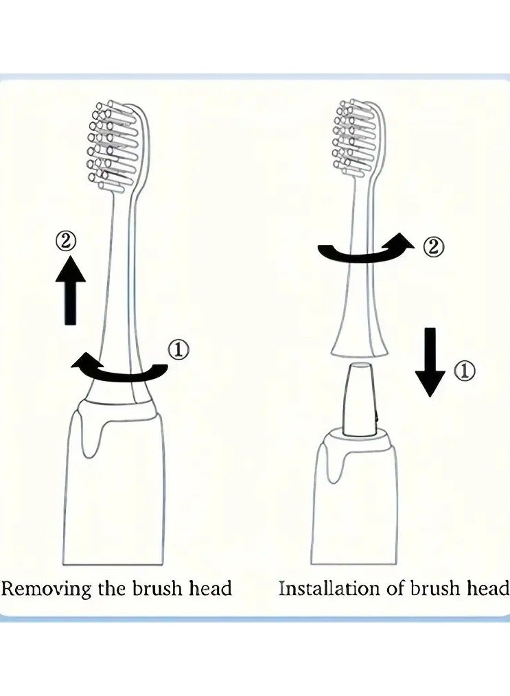 جلوسكي مجموعة فرشاة أسنان كهربائية للبالغين ، 2 رأس فرشاة شعيرة ناعمة ، فرشاة أسنان للعناية بالفم ، مناسبة للرجال والنساء في المنزل والسفر ، هدية عيد الميلاد - Image 3