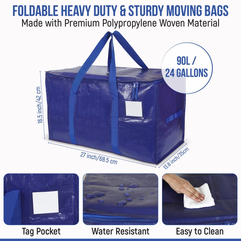 YAN & HIN 12-Pack Moving Bags Heavy Duty Extra Large, Moving and Storage Bag with Carrying Handles, Storage Totes, Durable Zipper, and Tag Pocket - Moving Totes for Clothing Storage and Organization (12 pack) - Image 2