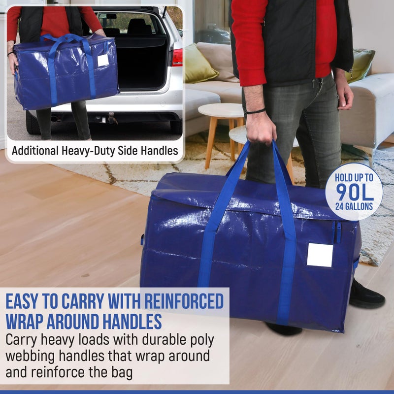 YAN & HIN 12-Pack Moving Bags Heavy Duty Extra Large, Moving and Storage Bag with Carrying Handles, Storage Totes, Durable Zipper, and Tag Pocket - Moving Totes for Clothing Storage and Organization (12 pack) - Image 3