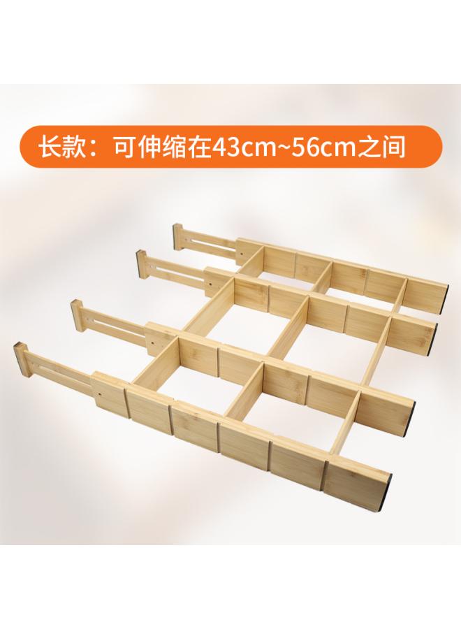 Generic Bamboo Wood Slot Drawer Telescopic Partition Set Household Kitchen Kitchenware Storage Telescopic Strip Cabinet Wardrobe Partition 