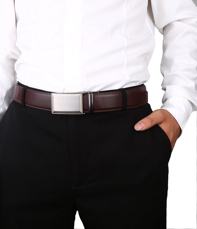 Lavemi Men's Real Leather Ratchet Dress Casual Belt, Cut to Exact Fit,Elegant Gift Box(55-0287 Brown Leather) - Image 5