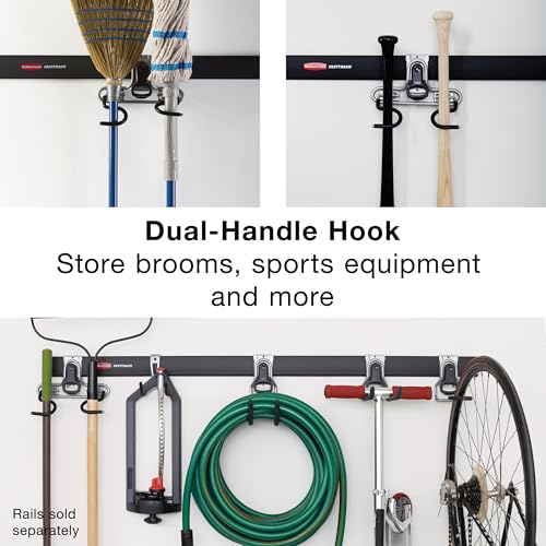 Rubbermaid FastTrack 2-Handle Hook (S Hook) Mounted Garage Storage and Space Saving Organization System Metallic Powder-Coated Steeel for Rakes/Brooms/Toys/Ladders - Image 2