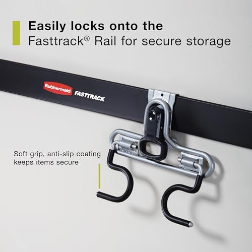 Rubbermaid FastTrack 2-Handle Hook (S Hook) Mounted Garage Storage and Space Saving Organization System Metallic Powder-Coated Steeel for Rakes/Brooms/Toys/Ladders - Image 4