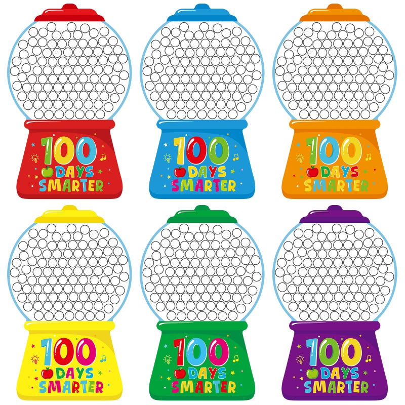 Hedeey 36Pcs 100th Day of School Gumball Machine Paper Crafts,100 Days Smarter Cutouts for 100 Days of School Celebration Party Supplies Classroom Activities Supplies - Image 1