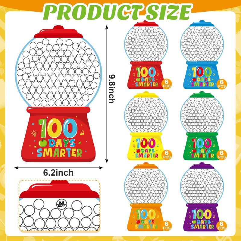 Hedeey 36Pcs 100th Day of School Gumball Machine Paper Crafts,100 Days Smarter Cutouts for 100 Days of School Celebration Party Supplies Classroom Activities Supplies - Image 2
