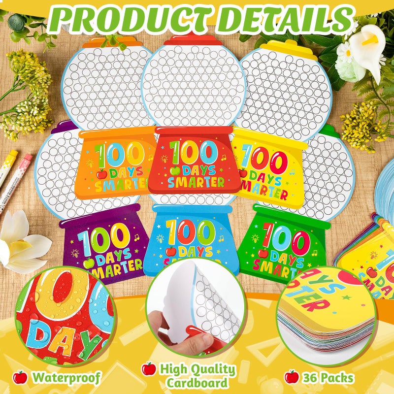 Hedeey 36Pcs 100th Day of School Gumball Machine Paper Crafts,100 Days Smarter Cutouts for 100 Days of School Celebration Party Supplies Classroom Activities Supplies - Image 3