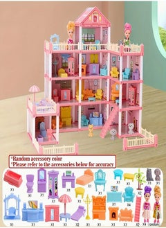 Diy 245 pcs Beautiful Castle Toy Set, a Magical Dollhouse for Pretend Play, 4 Floors , 11 Rooms, Suitable for Girls Aged 3 and Above.  - Image 3