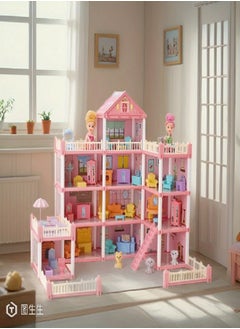 Diy 245 pcs Beautiful Castle Toy Set, a Magical Dollhouse for Pretend Play, 4 Floors , 11 Rooms, Suitable for Girls Aged 3 and Above.  - Image 4