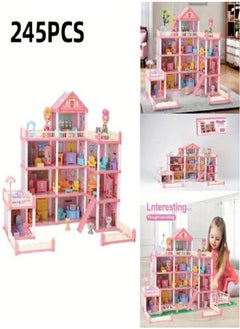 Diy 245 pcs Beautiful Castle Toy Set, a Magical Dollhouse for Pretend Play, 4 Floors , 11 Rooms, Suitable for Girls Aged 3 and Above.  - Image 5