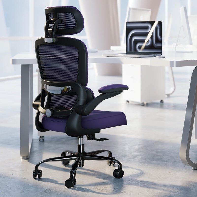 TRALT Office Chair Ergonomic Desk Chair, 330 LBS Home Mesh Office Desk Chairs with Wheels, Comfortable Gaming Chairs (Violet) - Image 5