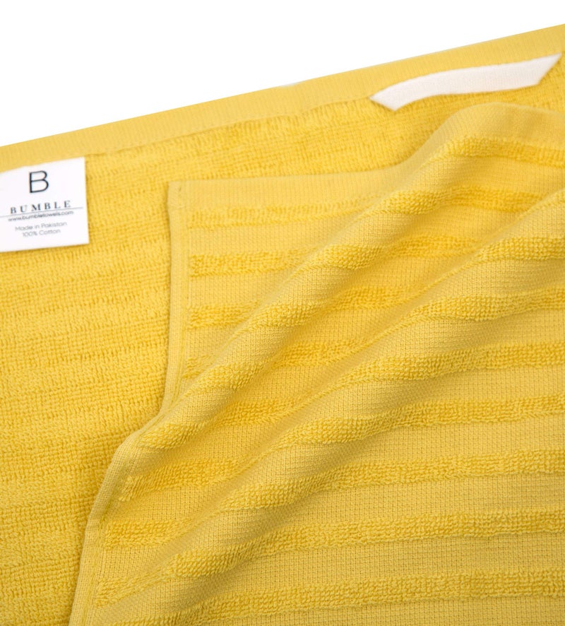 Bumble Towels Premium Kitchen Towels (20â€x 28â€, 6 Pack) | Large Cotton Dish Towels | Flat & Terry Highly Absorbent Kitchen Linen Set with Hanging Loop | Yellow Striped - Image 4
