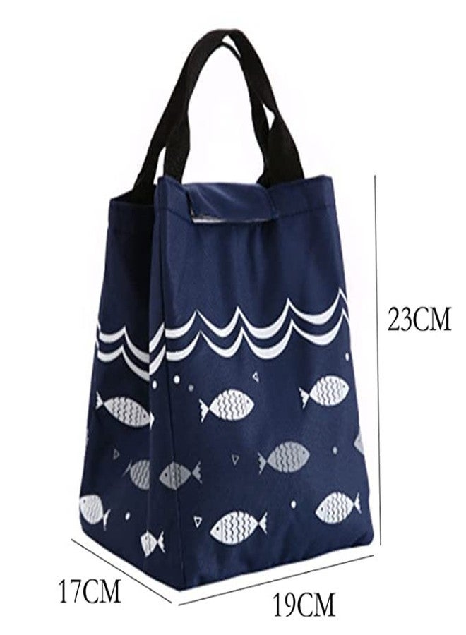TREXEE Lunch Bag Insulated Lunch Box Canvas Fabric with Aluminum Foil, Lunch Tote Handbag for Women,Men,School, Office (Blue) - Image 2