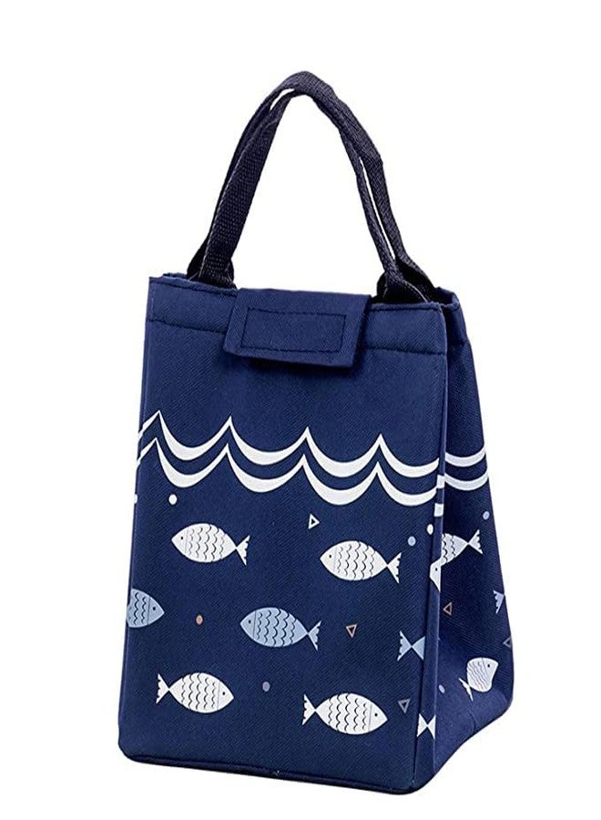 TREXEE Lunch Bag Insulated Lunch Box Canvas Fabric with Aluminum Foil, Lunch Tote Handbag for Women,Men,School, Office (Blue) - Image 1