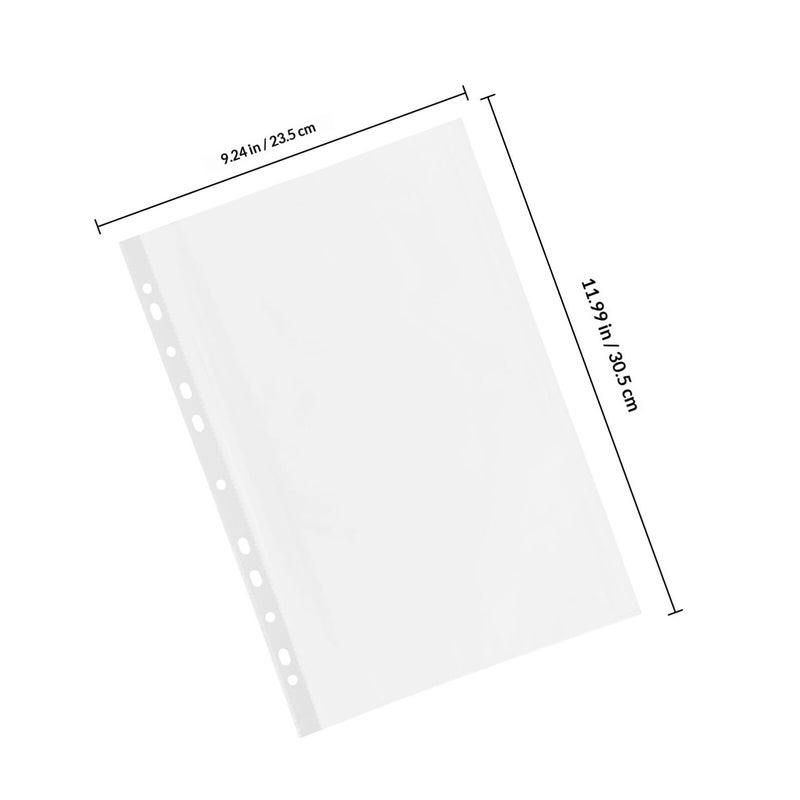 A4 Sheet Protectors 100pcs Glossy Finish 0.055mm Thick 11 Hole Binder Sleeves - Image 3