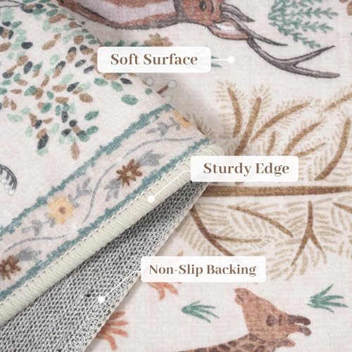 OJIA Jungle Print Washable Area Rugs 5x7, Soft Modern Rugs for Living Room Ultra-Thin Non-Shedding Bedroom Rug, Stain Resistant Neutral Area Rug Large Carpet for Dining Room Kids Nursery Playroom - Image 5