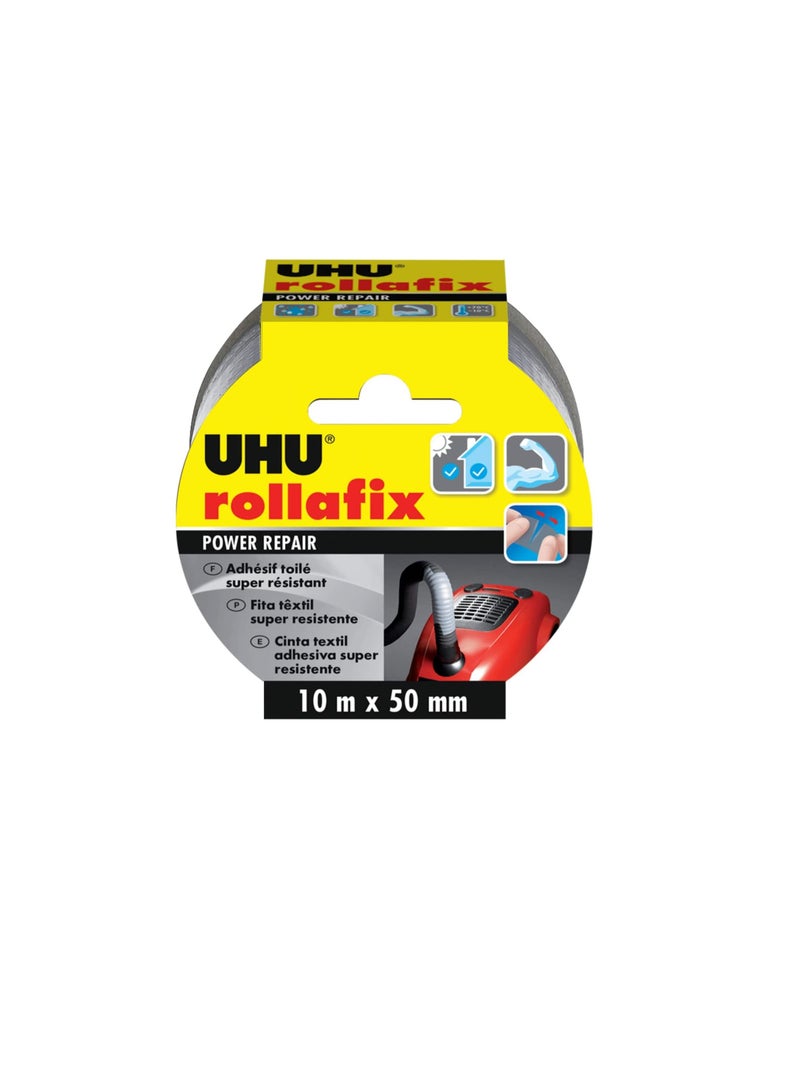 UHU Rollafix Power Repair Tape, Super-Strong, Heavy-Duty Textile Tape, Waterproof, High Tack, 50Mm10 Meter - Image 1