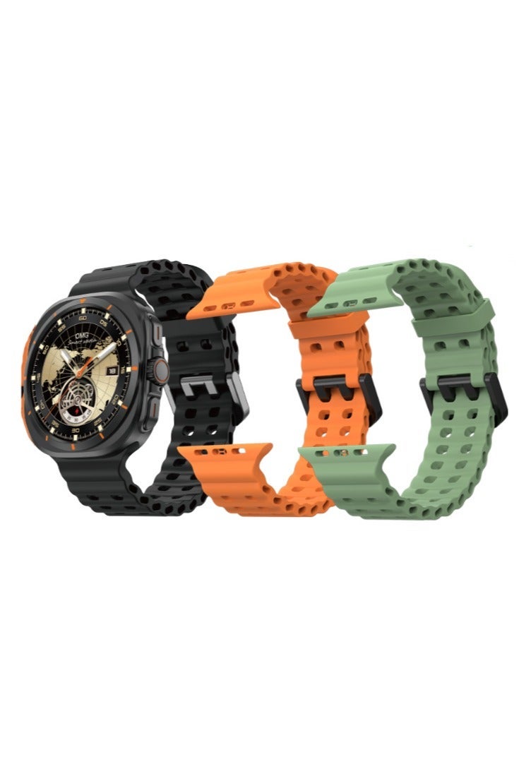 modio Modio SM05 Smartwatch with HD Calling and SIM Card Support – Sleek Black Design Featuring 3 Pairs of Interchangeable Straps and Charging Cable – Advanced Fitness Tracking, Message Notifications, Long Battery Life – Perfect for Active Men - Image 2