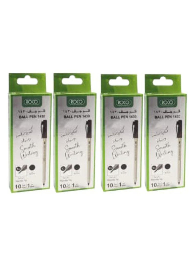 ROCO 40 pieces Ball Pen Black 1430 Four packs 