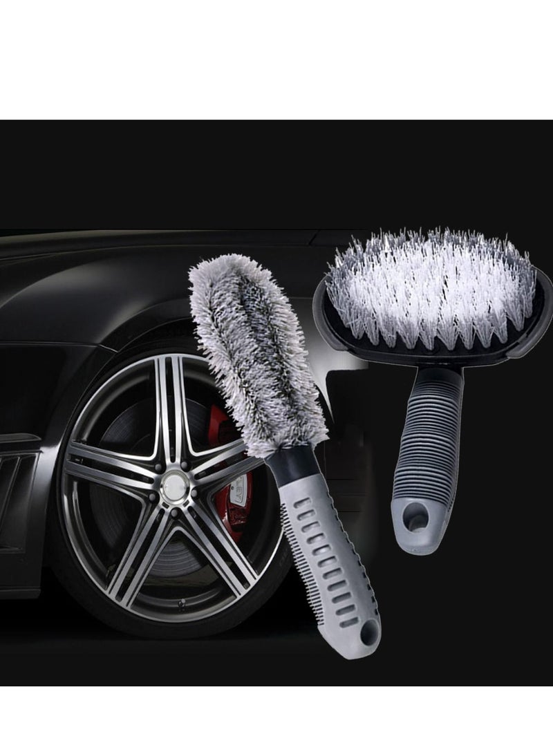 SYOSI Steel and Alloy Wheel Cleaning Brush, Rim Cleaner, Tire Auto Truck Motorcycle Bike Wheel Brush Washing Hub Cleaning Tool for Your Car, Motorcycle,Bicycle, Truck, Home, Kitchen, Office (2 Pcs) - Image 1