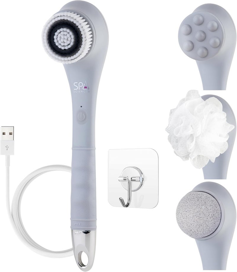 Spa Sciences NERA 4in1 ShowerBath Body Brush for Exfoliation Deep Cleansing Foot Care Lotion Infuser and Massage - Image 1