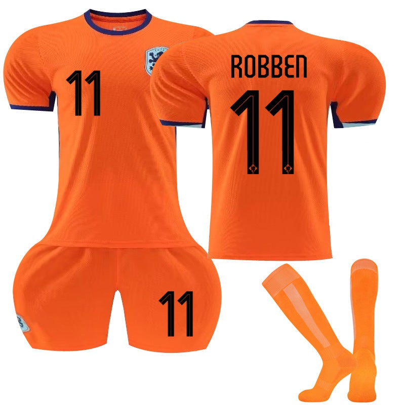 Generic Euro 2024 Football Jersey suit Holland Home Orange 4 Van Dijk 11 Robben 10 Depay Jersey size 11 with socks
