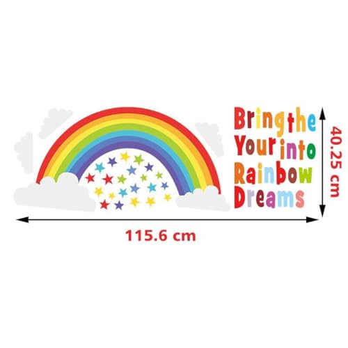 Bamsod Rainbow Wall Sticker Kids Wall Decal Art Girls Star Bedroom Nursery Home Decor 16.5x32.6 inch - Image 3