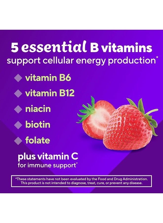Vitafusion B-Complex Gummy Dietary Supplements, With 5 B Vitamins To Support Cellular Energy Production (1), Plus Vitamin C, Strawberry Flavor, 60 Count - Image 4