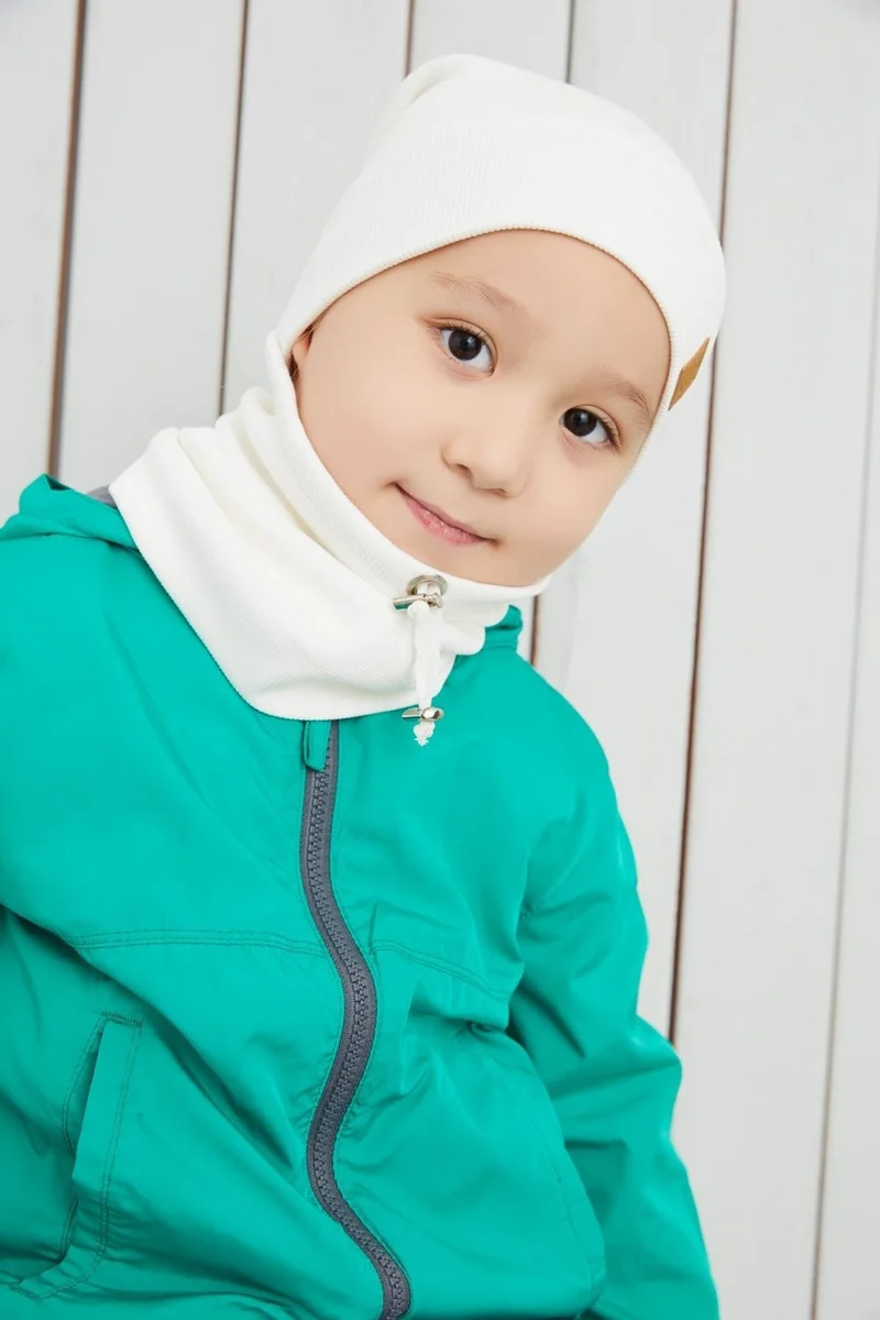 بيبيجيز White Boy's Rope Hat Beanie Neck Collar Set Cotton Camisole