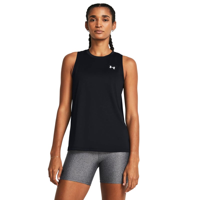Under Armour Womens Tech Tank Top, (001) Black / / White, X-Large - Image 2