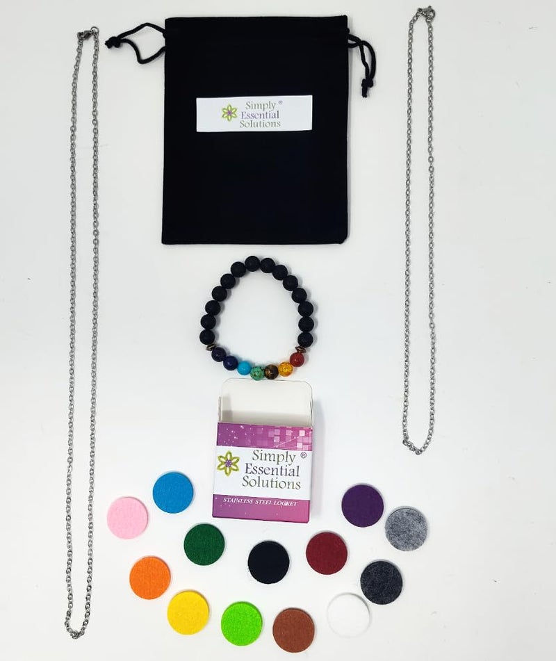 Simply Essential Solutions Aromatherapy Essential Oil Diffuser Stainless Steel 30MM Silver Magnetic Locket Pendant 2 Sizes Chain Necklace, Refill Pads & Diffuser Bracelet in a Velvet Bag (butterfly4) - Image 3