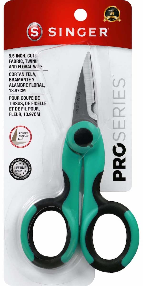 SINGER 00558 5-1/2-Inch ProSeries Heavy Duty Scissors with Power Notch, Teal - Image 1