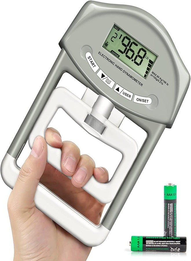 BLEQYS® Grip Strength Tester,Digital Dynamometer Hand Grip Measurement Meter,Forearm Trainer Power 198 Lbs/90 Kgs,Grip Strengthener Meter for Home School to Testing and Training