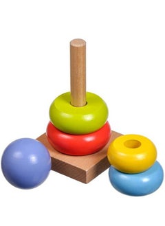 BAYBEE Wooden Rainbow Rings Stacking And Sorting Puzzle Toys For Kids, Toddlers Tower Stacking Toys For Montessori Learning Educational Baby Kids Toys, Sorting Toys For Kids Toddlers 2+ Years  - Image 3