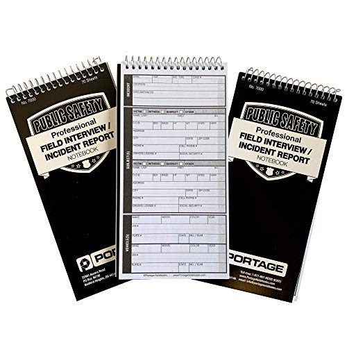 Portage Public Safety Notebook – Spiral Notebook, Notepad, Writing Pad with Template for Interviews, Accidents & Incident Reports, Field Book for Police – 4 x 8 Inches, 70 Sheets / 140 Pages (Pack of 3) - Image 1