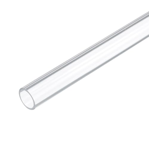 Rebower 12" Clear Plastic Rigid Pipe 12mm ID x 15mm OD (1/2" ID x 0.6" OD) Acrylic Round Tubing, [for Plumbing, Hydraulics, Pneumatics, Aquarium] - Image 1