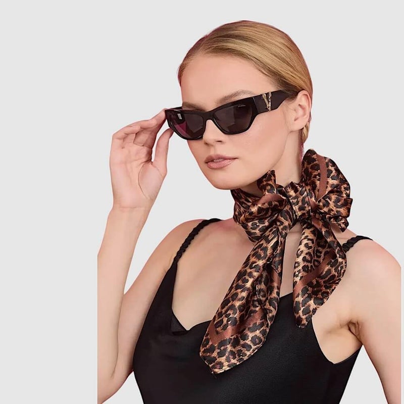 XuoAz 35 Inch Leopard Print Silk Head Scarf for Women Satin Hair Scarf Wrap Large Lightweight Bandana Neck Scarf - Image 2