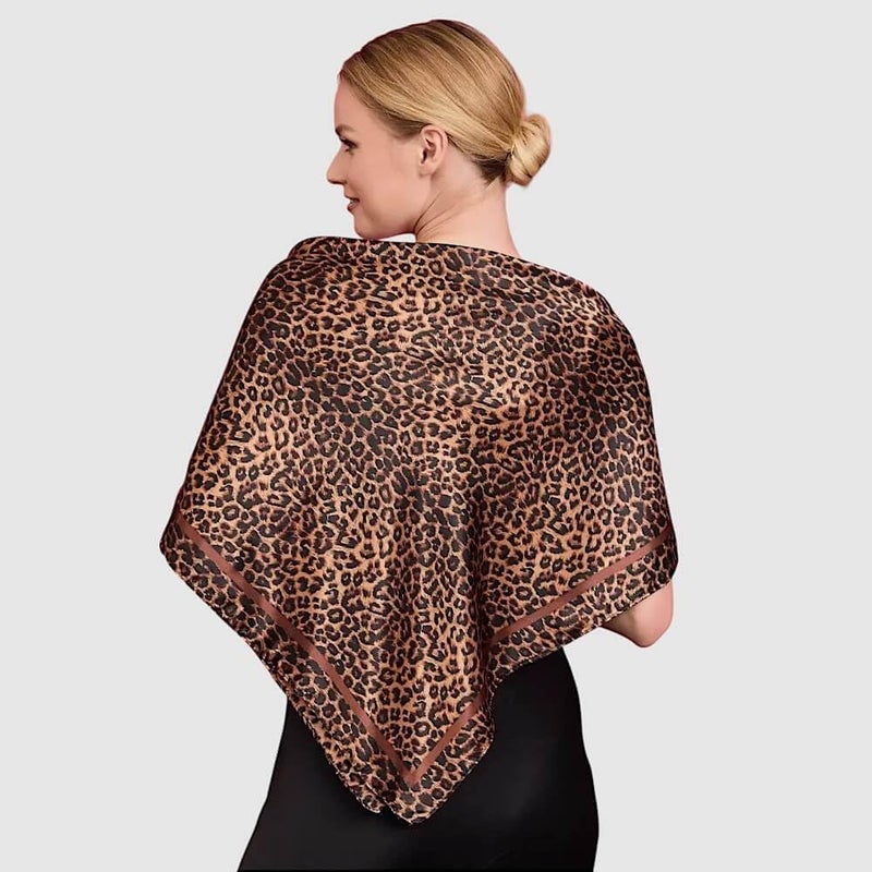 XuoAz 35 Inch Leopard Print Silk Head Scarf for Women Satin Hair Scarf Wrap Large Lightweight Bandana Neck Scarf - Image 4