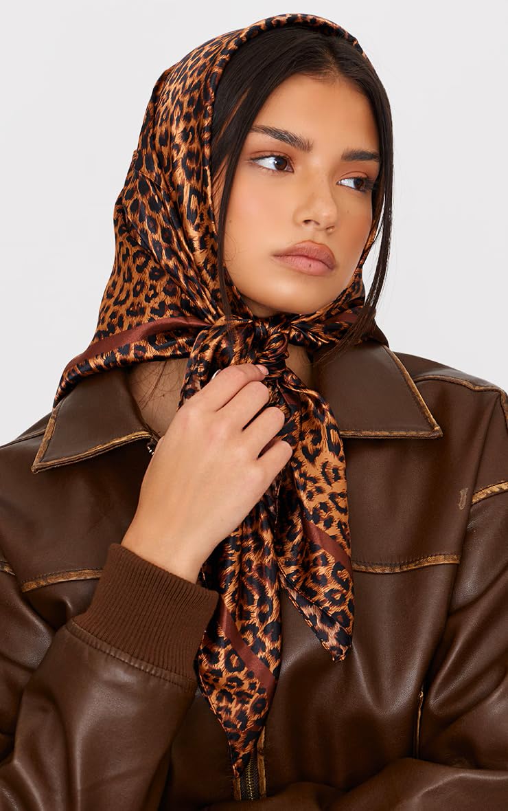 XuoAz 35 Inch Leopard Print Silk Head Scarf for Women Satin Hair Scarf Wrap Large Lightweight Bandana Neck Scarf - Image 5