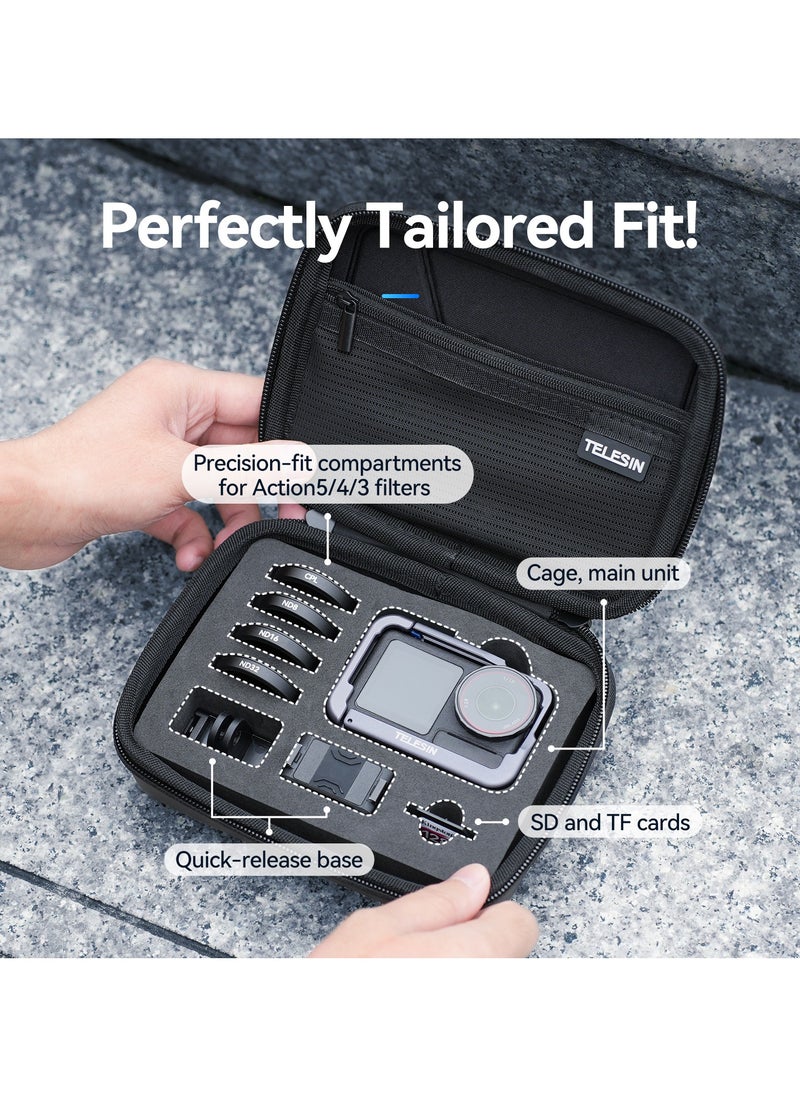 Protective Storage Case for DJI Osmo Action 5 Pro/Action 4/3 - Double-Layer Design, Waterproof, Shockproof, Compact and Portable