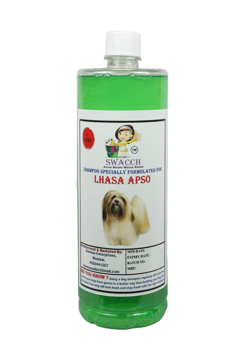 swacch Shampoo | Puppy Safe Shampoo | Lhasa Apso Dog Shampoo 1 Litre Neem Alovera + | Rubber Bath Brush with Adjustable Straps | Pet Massage | Soothing Bristles Hand Brush I Combo Pack - Image 1