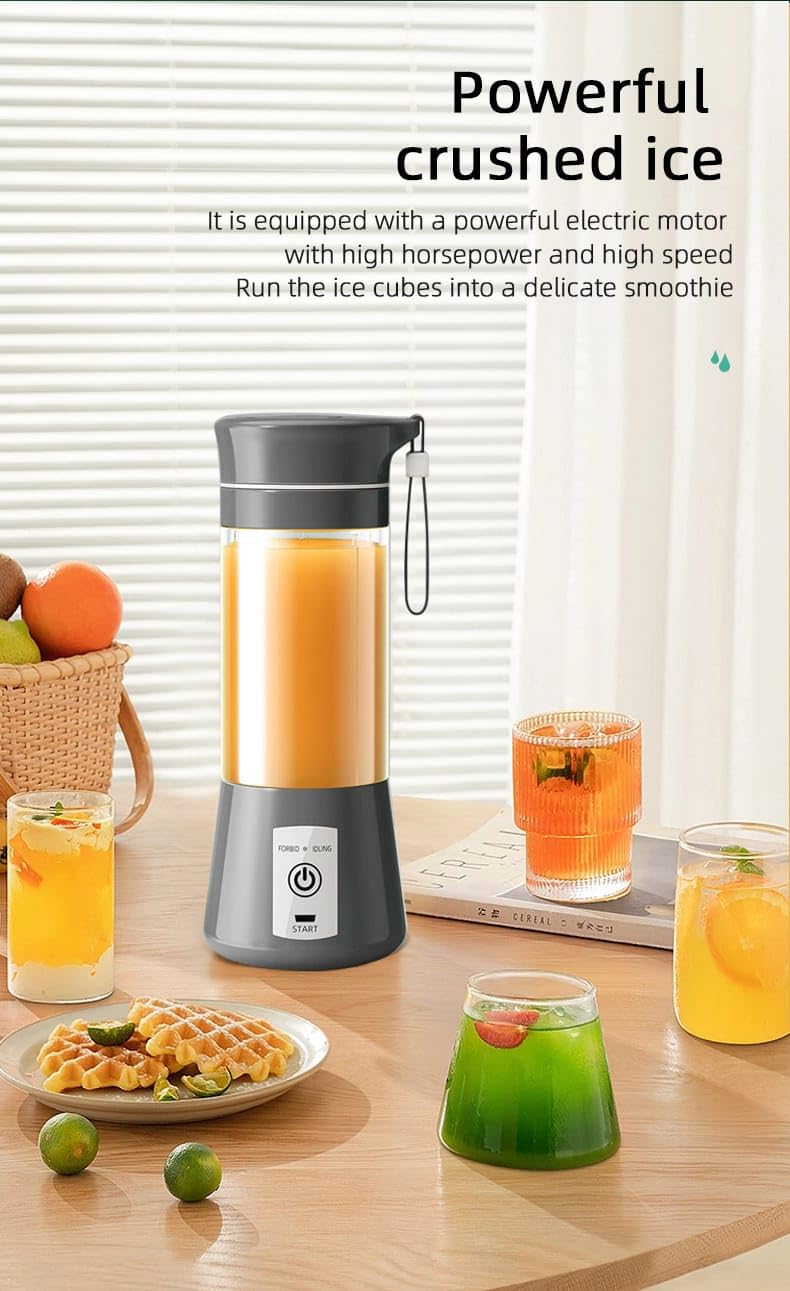 Qlect Elite Portable Blender for Juices, Shakes, Smoothies, Crushing Ice, USB Rechargeable Battery with 1500 mAh 50 Watts Motor, 380ml, Black - Image 5
